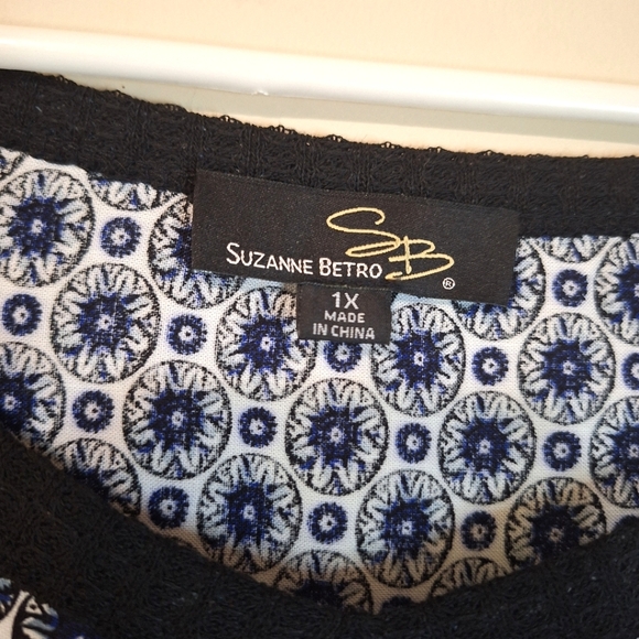 Suzanne Betro Dress Black & Red Floral-Contrast Bell-Sleeve Shift Dress XL - Picture 3 of 8